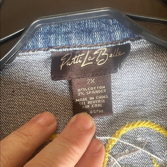 PATTI LA BELLE Blue Embellished Rhinestone
Beads Country Denim Jacket Women's 2X - Picture 6 of 9